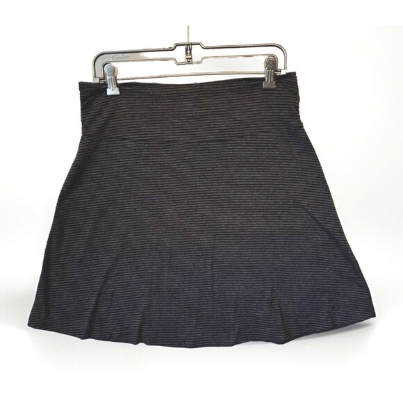 LL Bean Womens Black Gray Striped‎ Size S Reg Stretch Skirt Lightweight - Picture 1 of 6